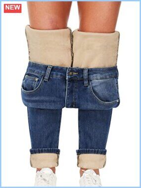 Fleece Lined High Waisted Skinny Jeans Winter Warm Denim Leggings